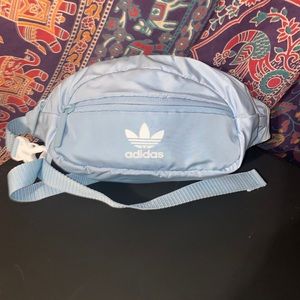 Adidas Pastel Blue Zip Fanny Pack Side Waist Bag